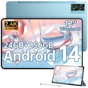 OUKITEL OT5S Tablet 12 Pulgadas 2.4K IPS Tablet Android 14 Tablet con Lapiz 24GB+256GB(TF 2TB) Gaming Tablet con Funda 8250mAh 16MP 4-Altavoces Widevine L1 Dual SIM 4G | Face ID | GPS | OTG | 5G WiFi